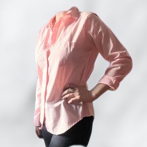 Diane Von Furstenberg Women's  Pink Button Down Long Sleeve Pocket Shirt